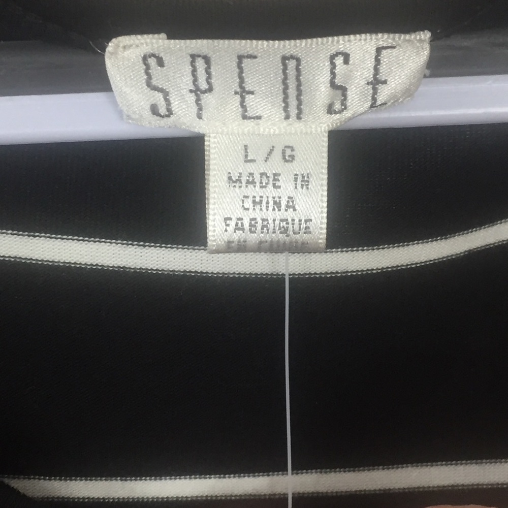 NWT Spense SzL Black White Striped Blouse - Picture 4 of 4